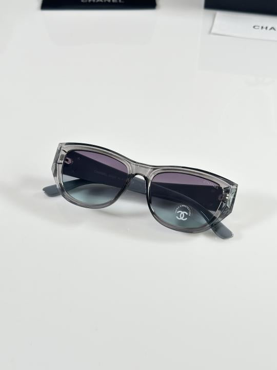 Chaneel Unisex Grey Green Sunglasses - Women