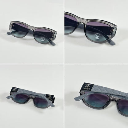 Chaneel Unisex Grey Green Sunglasses - Women